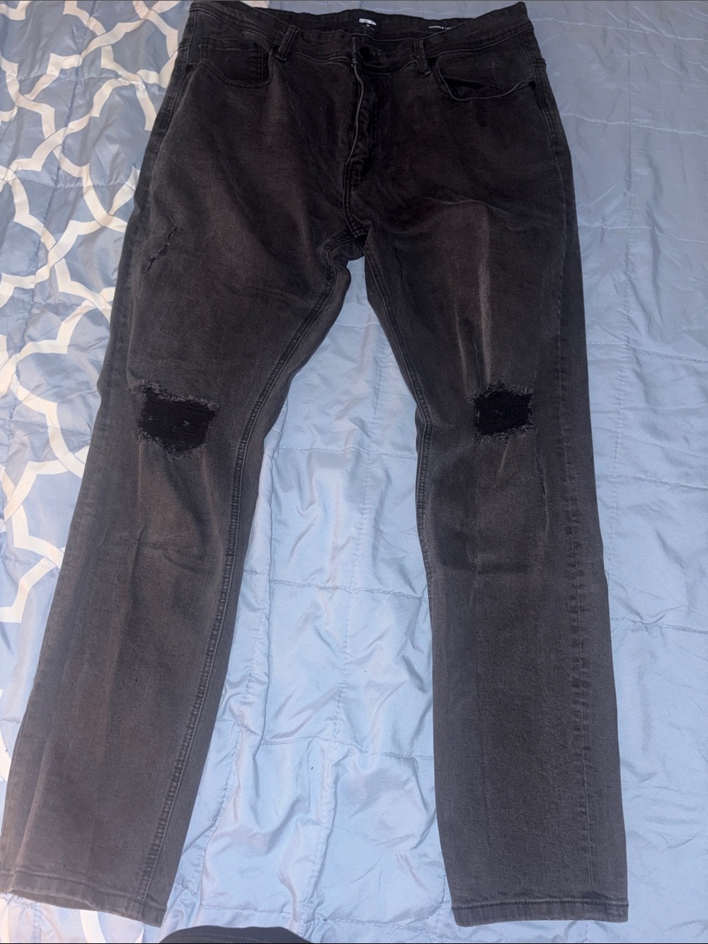 Cotton On Men's Black Slim Straight Distressed Knee Jeans